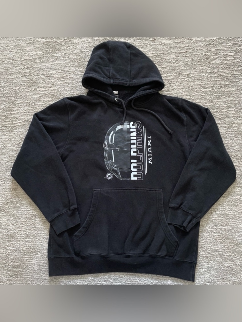 Starter Miami Dolphins Hoodie Sweatshirt Men’s Size Large Black Graphic Print